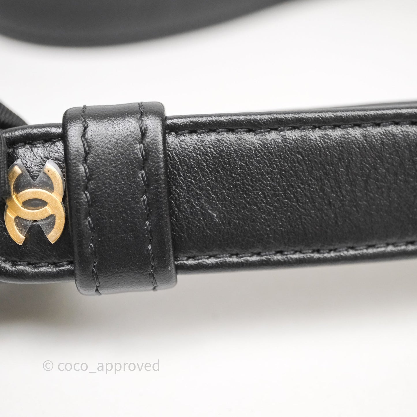 Chanel Small Camera Case Quilted Black Calfskin Aged Gold Hardware 22C