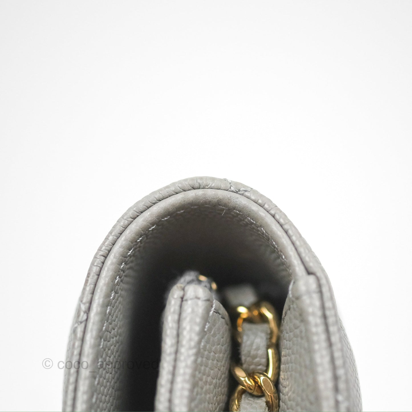 Chanel Classic Wallet on Chain WOC Quilted Grey Caviar Gold Hardware