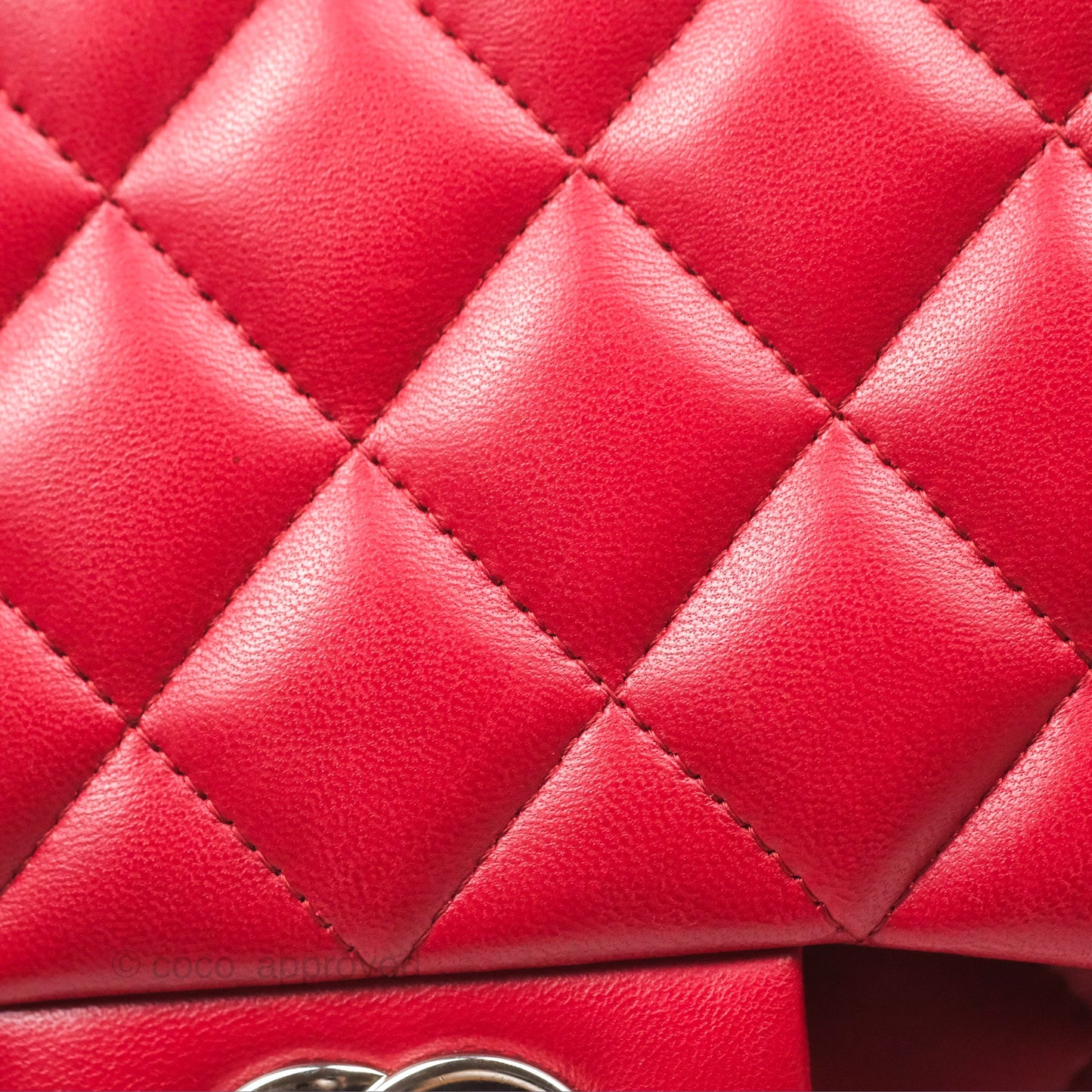 Chanel Jumbo Double Flap Red Lambskin Silver Hardware