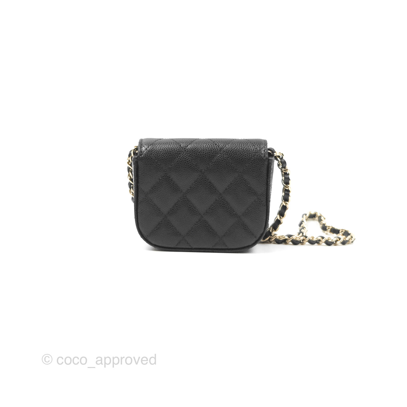 Chanel Mini Clutch With Chain Black Caviar Gold Hardware