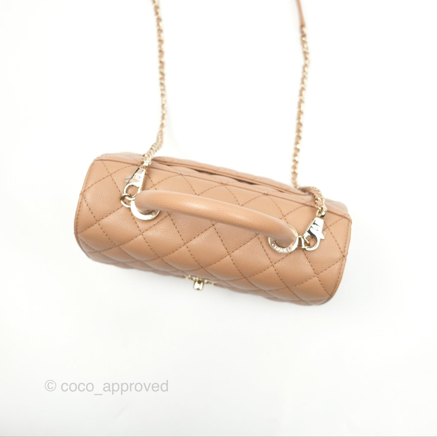 Chanel Small Coco Handle Quilted Beige Caviar Gold Hardware