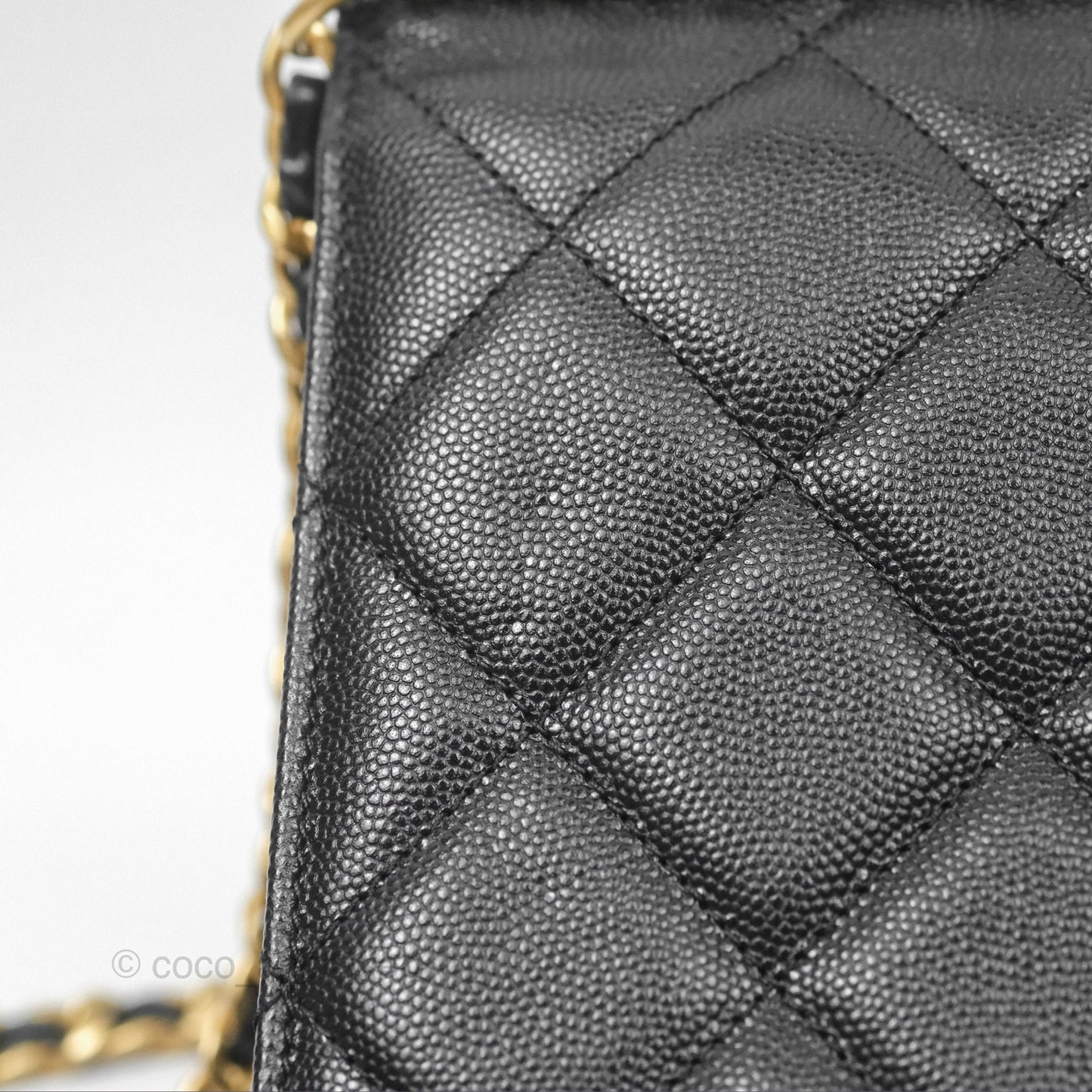Chanel Chain Flap Bag Black Caviar Aged Gold Hardware 23A