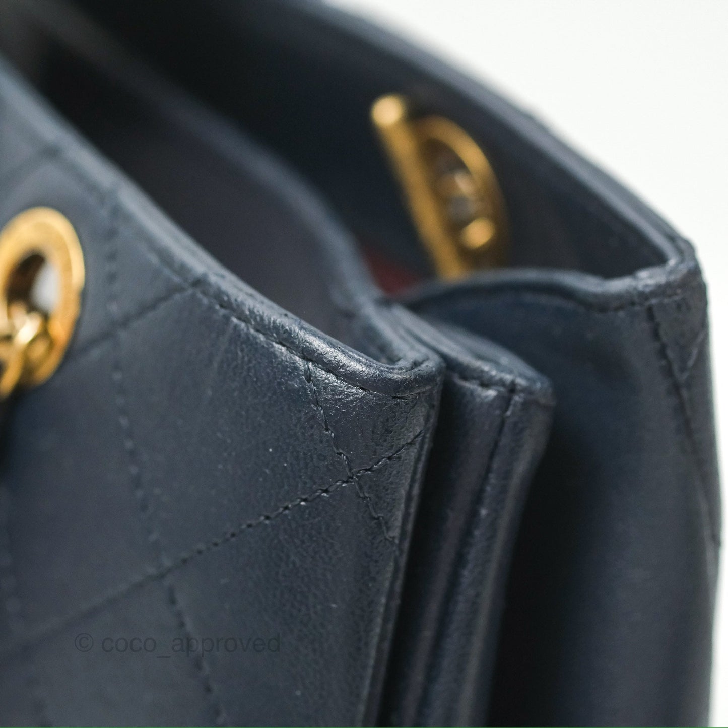 Chanel Medium Around The Corner Shopping Tote Navy Lambskin