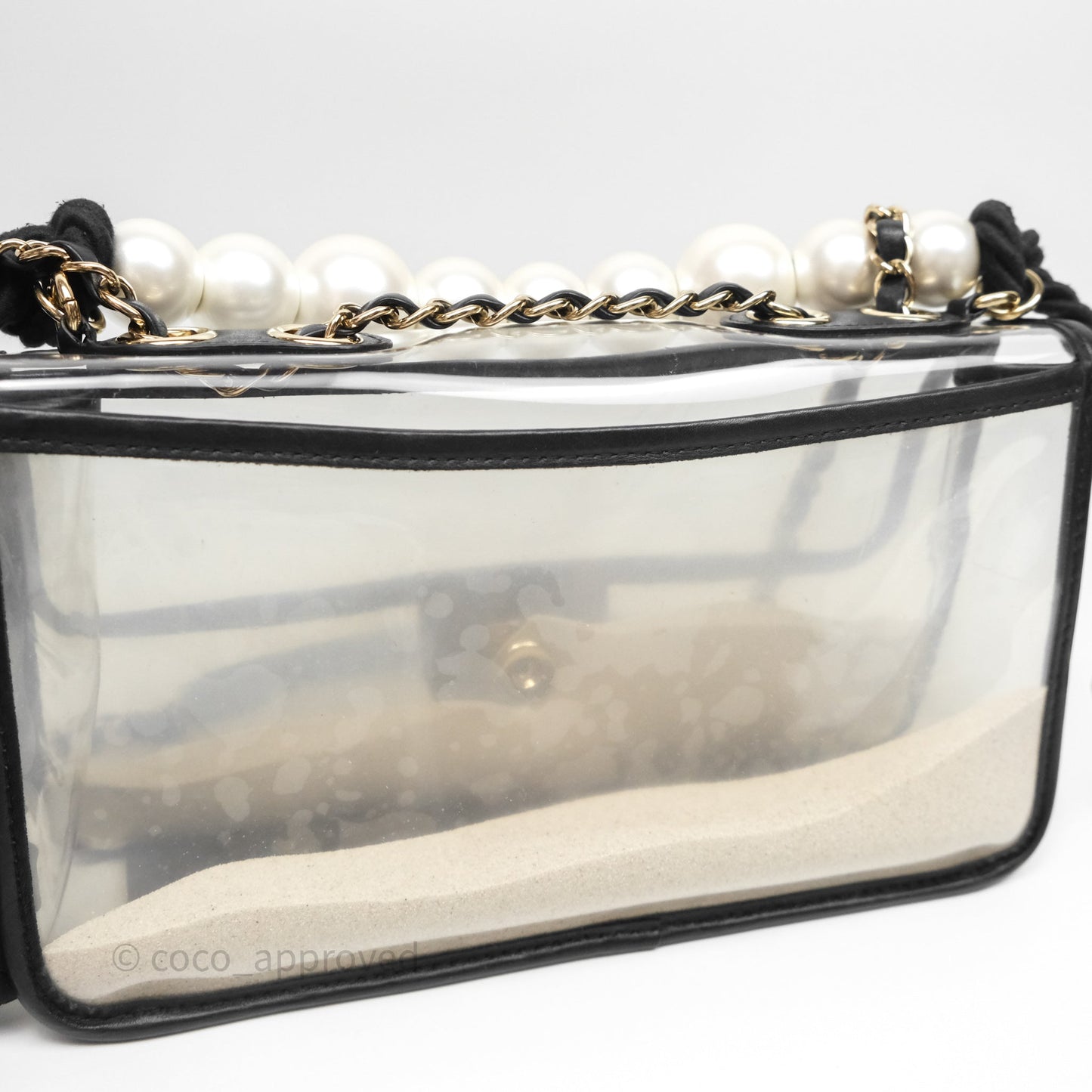 Chanel Medium Sand By The Sea PVC Flap Black Lambskin Gold Hardware