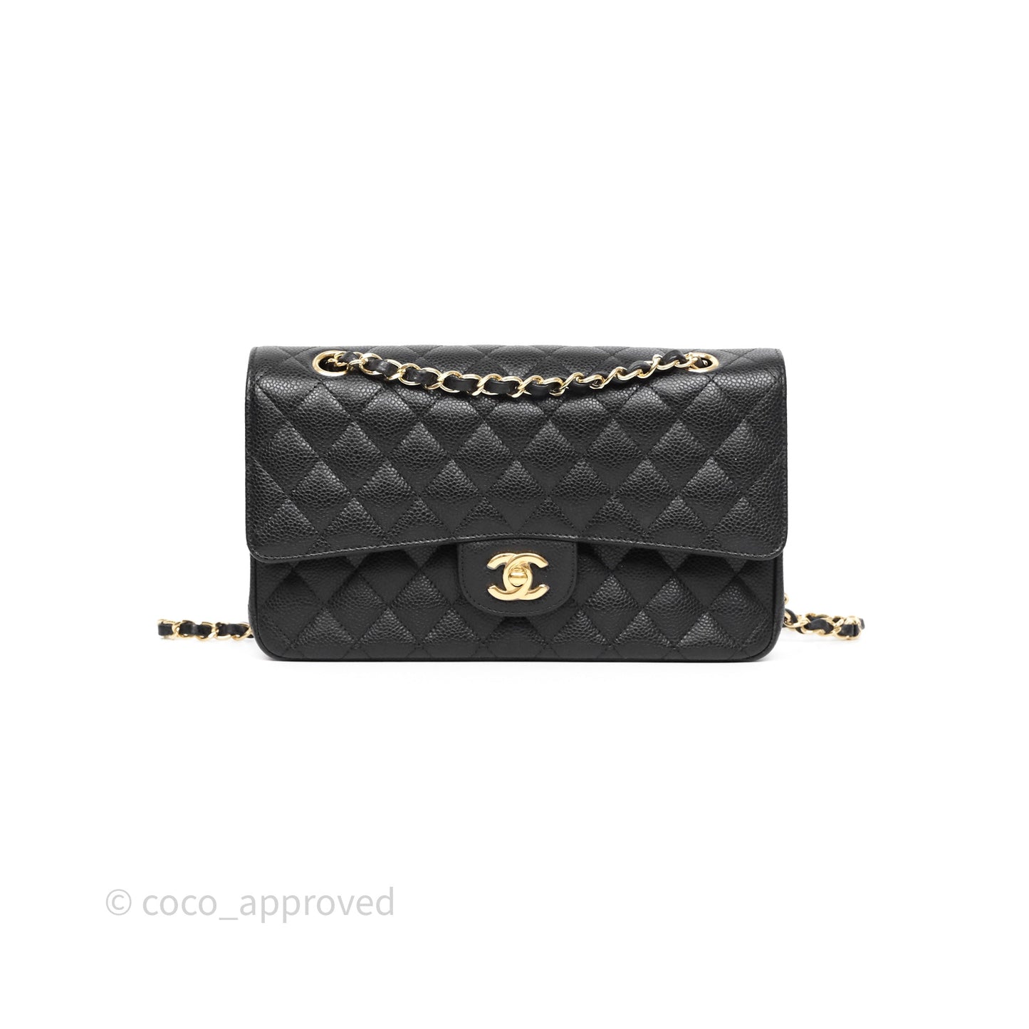 Chanel Classic M/L Medium Flap Quilted Black Caviar Gold Hardware