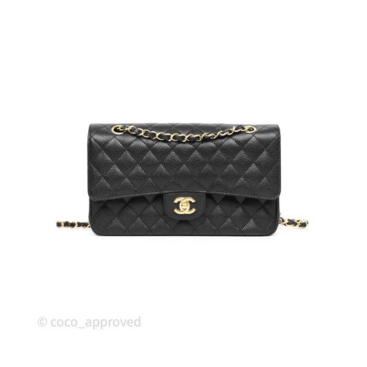 Chanel Classic M/L Medium Flap Quilted Black Caviar Gold Hardware