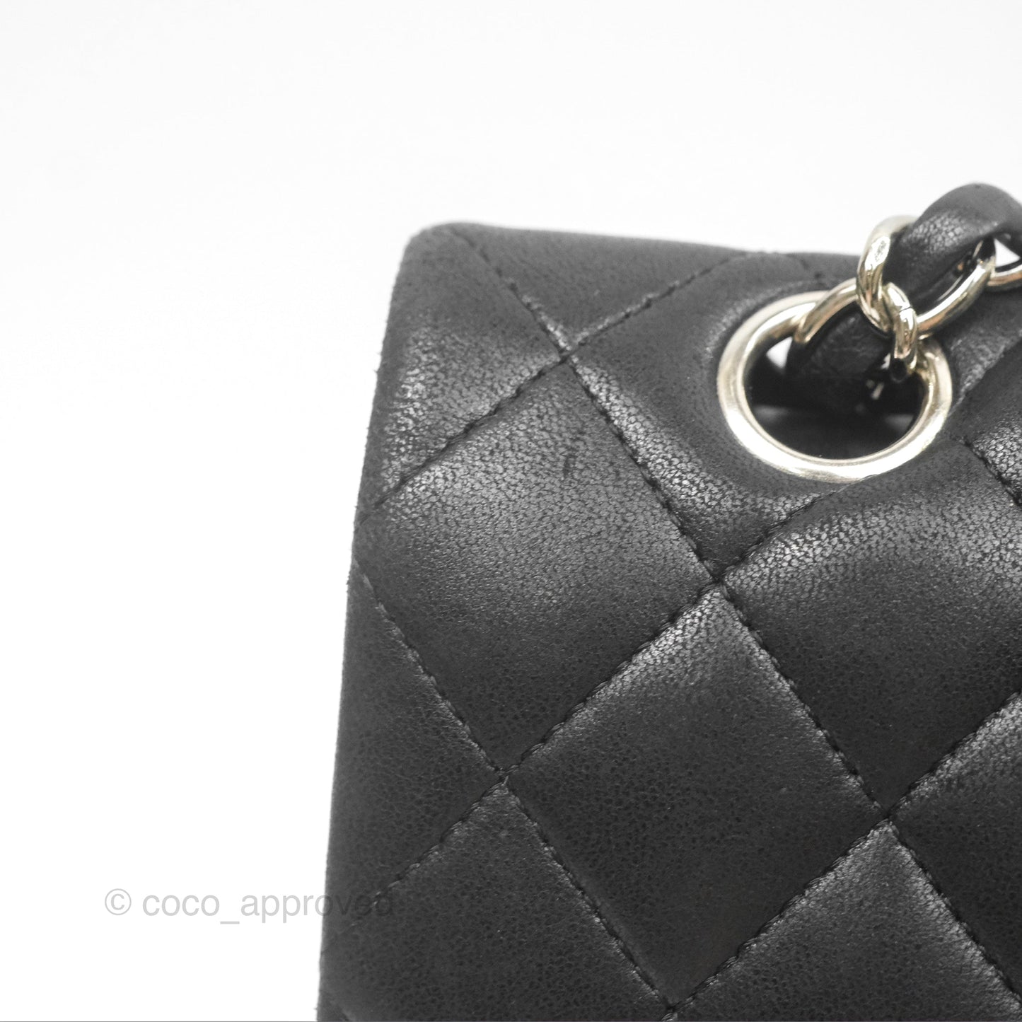 Chanel Classic M/L Medium Flap Quilted Black Lambskin Silver Hardware