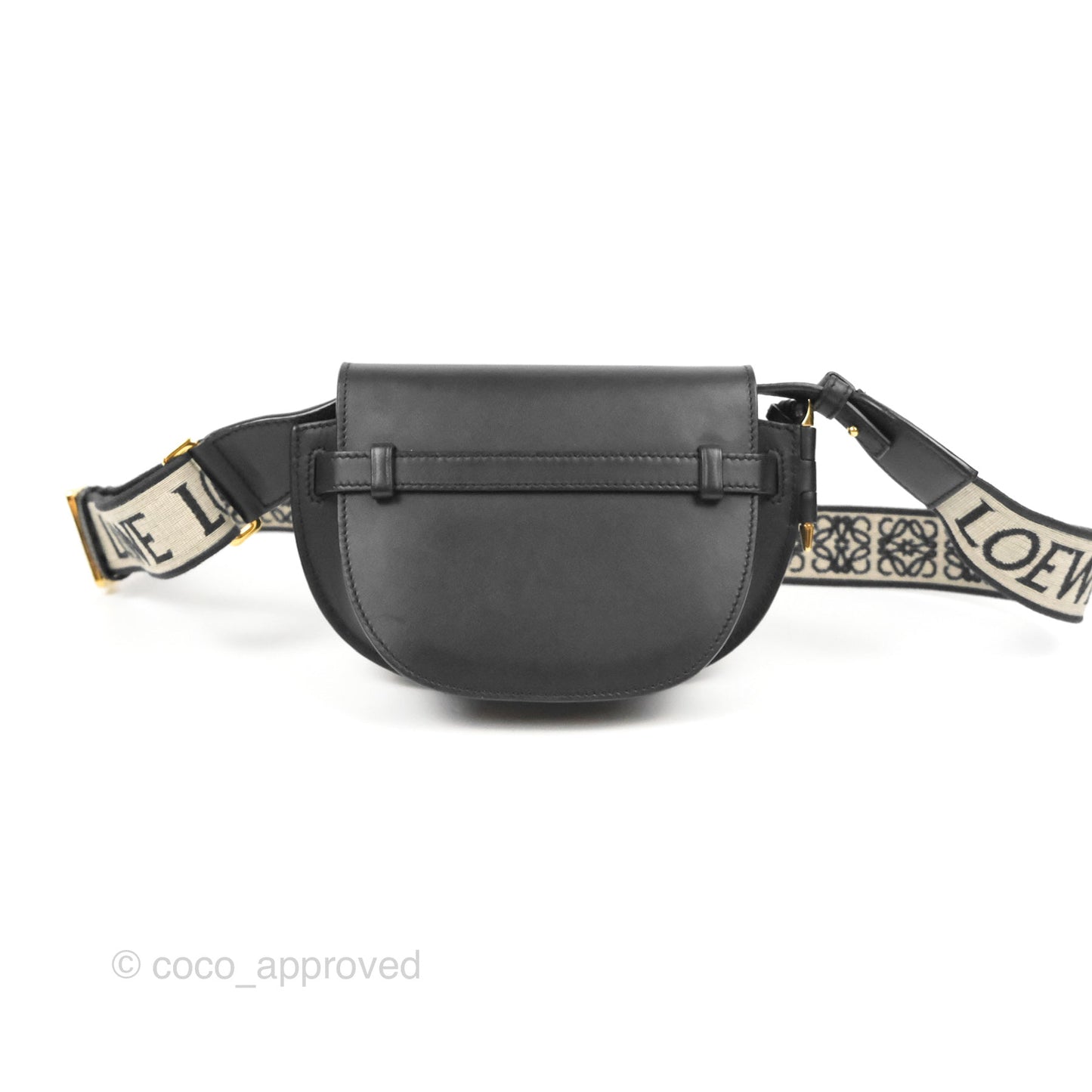 Loewe Mini Gate Dual Bag in Soft Calfskin & Jacquard Strap Black