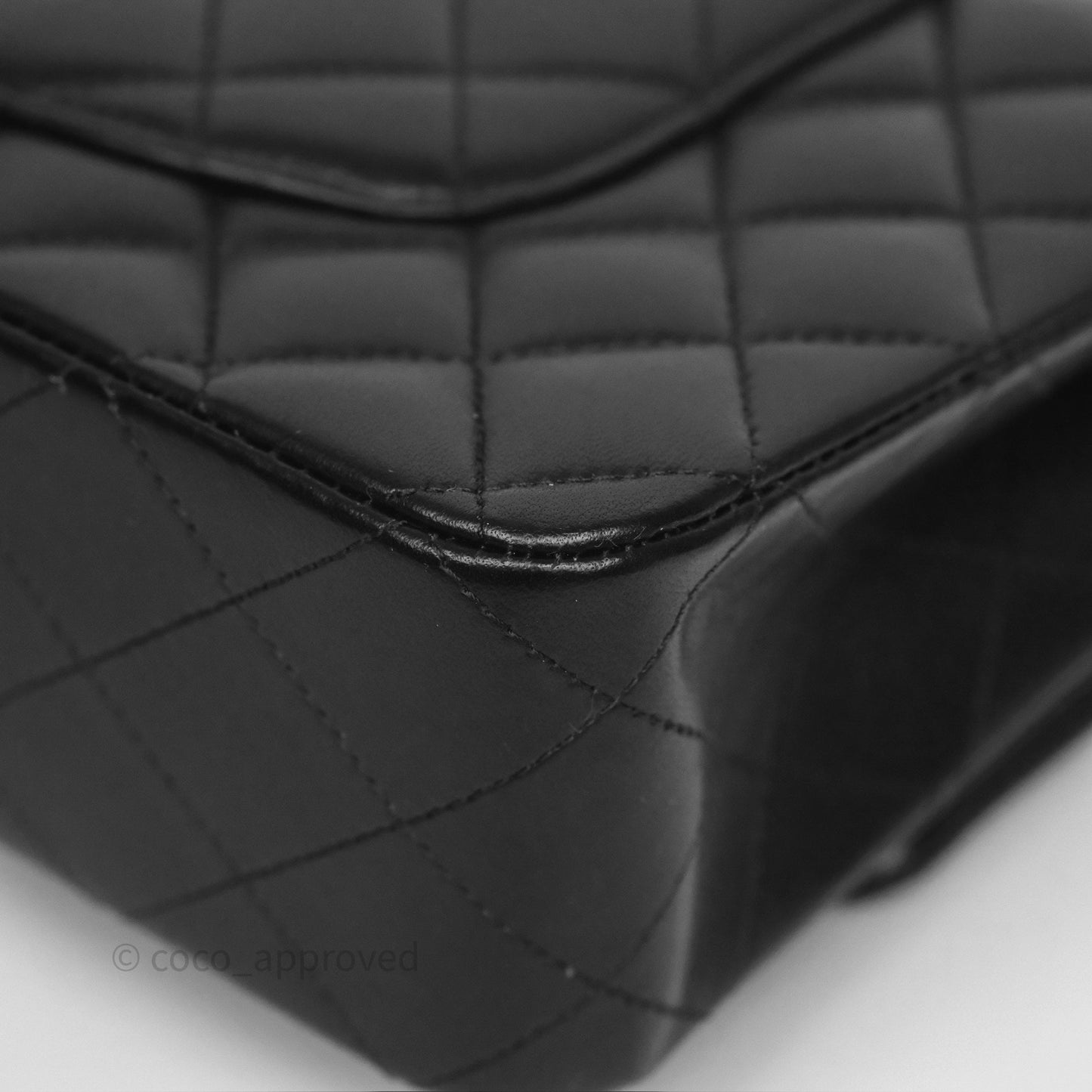 Chanel Classic M/L Medium Flap Quilted Black Lambskin Silver Hardware