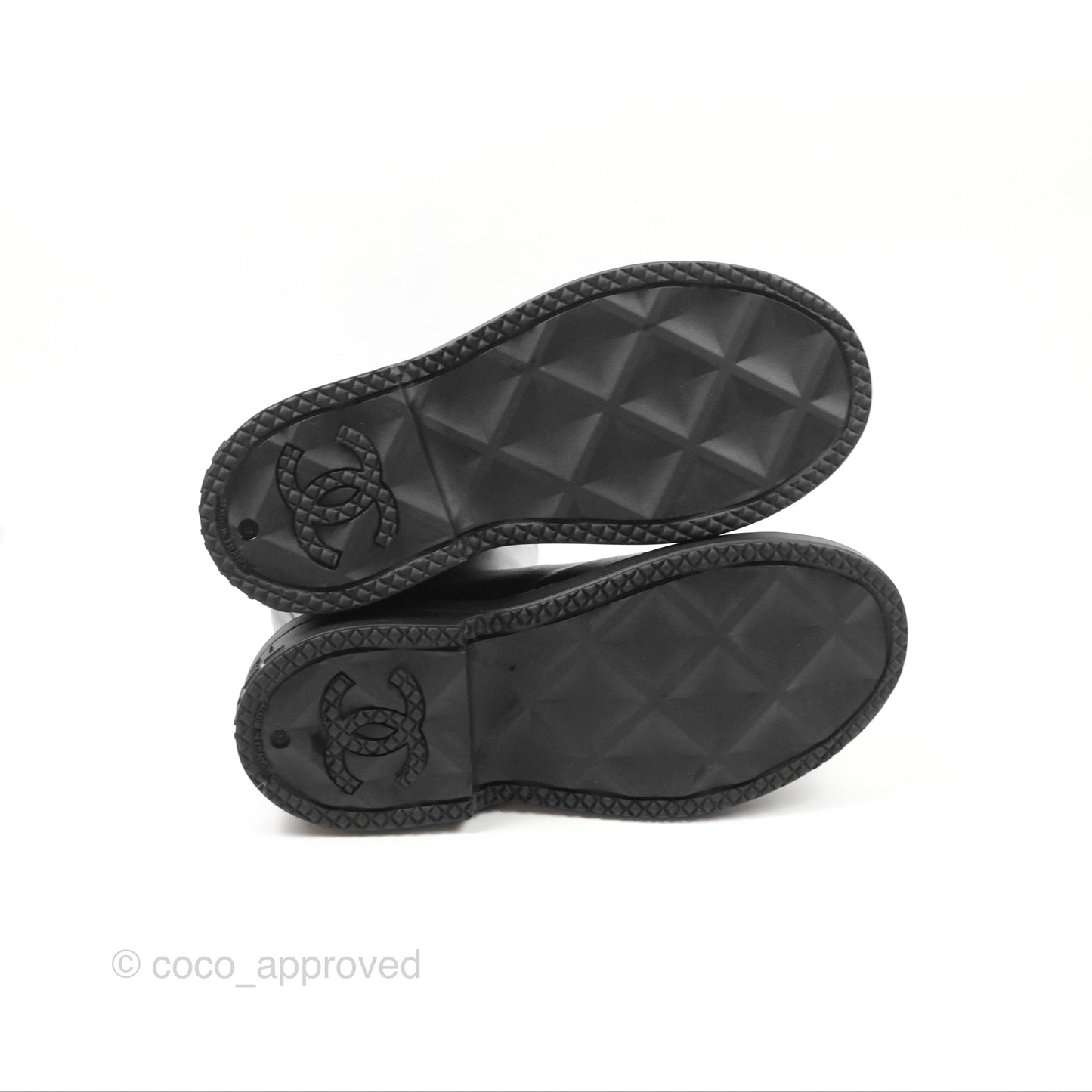 Chanel CC Black Rubber Rain Boots Size 37
