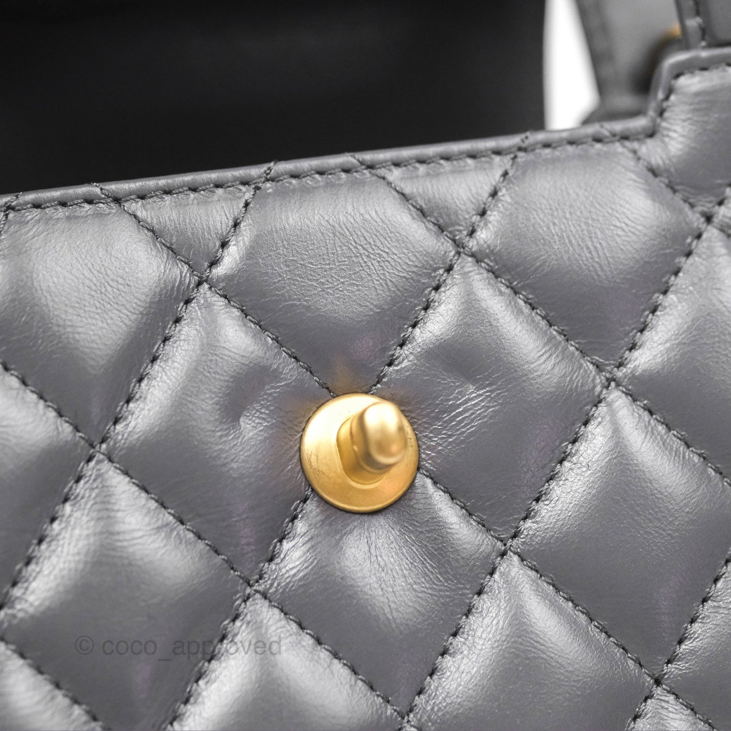 Chanel Kelly Bag Quilted Grey Shiny Calfskin Aged Gold Hardware