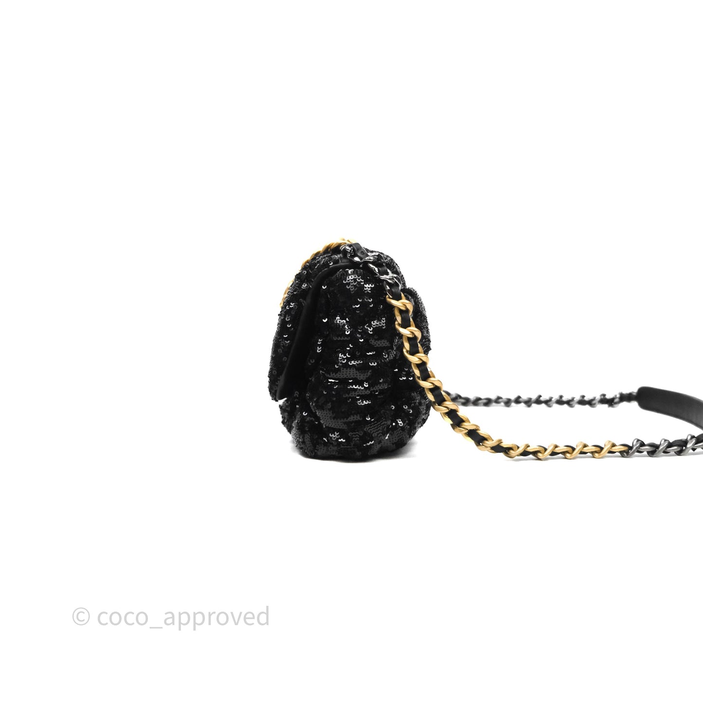 Chanel 19 Small Sequin Black Mixed Hardware