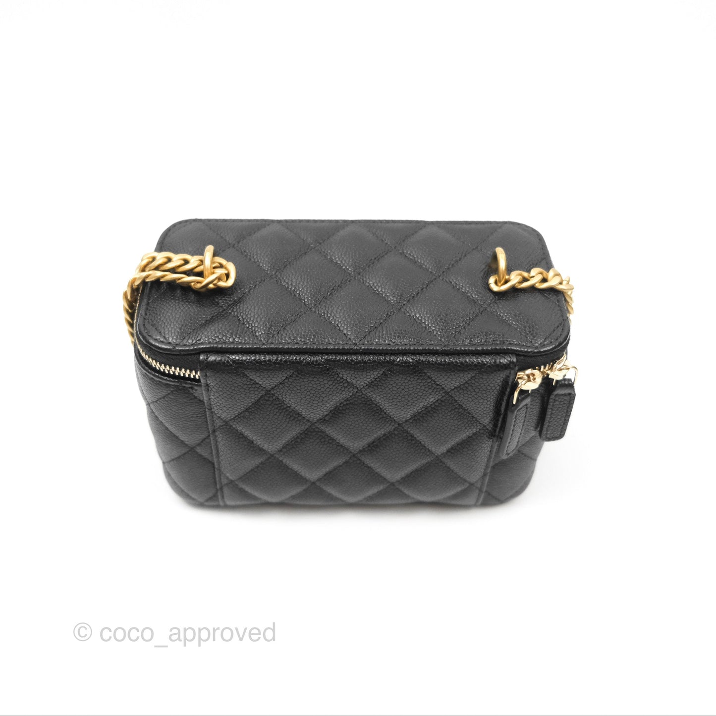 Chanel Vanity with Heart Adjustable Chain Black Caviar Aged Gold Hardware