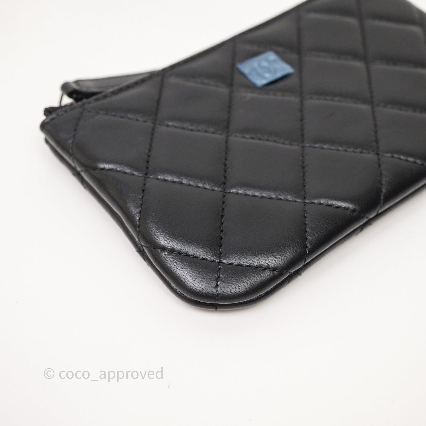 Chanel Classic Mini Quilted O Case So Black Lambskin Black Hardware