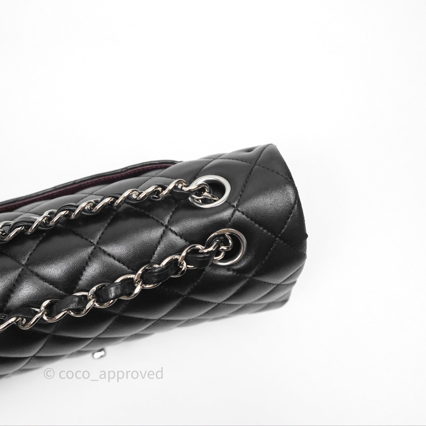 Chanel Classic M/L Medium Flap Quilted Black Lambskin Silver Hardware