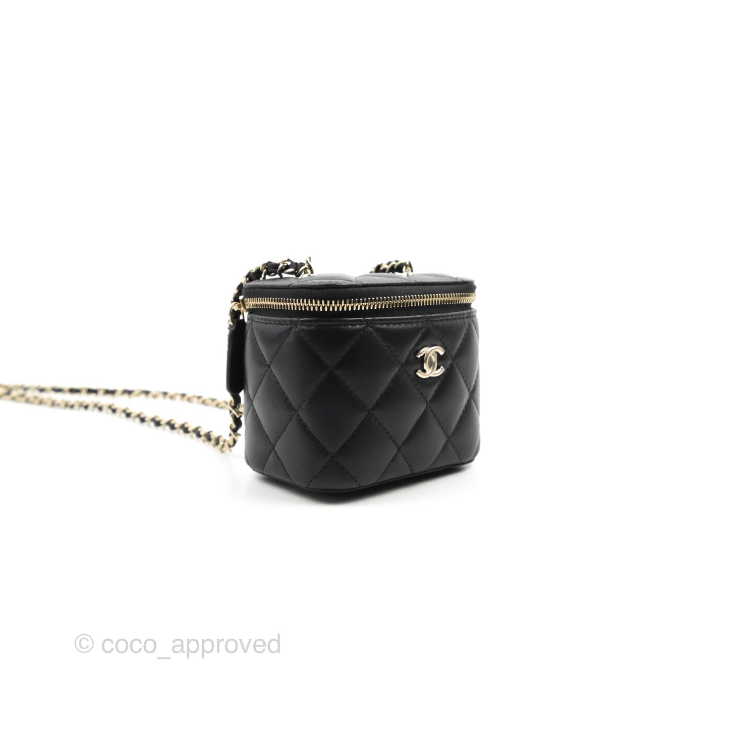 Chanel Mini Ball Crush Vanity With Chain Black Lambskin Gold Hardware