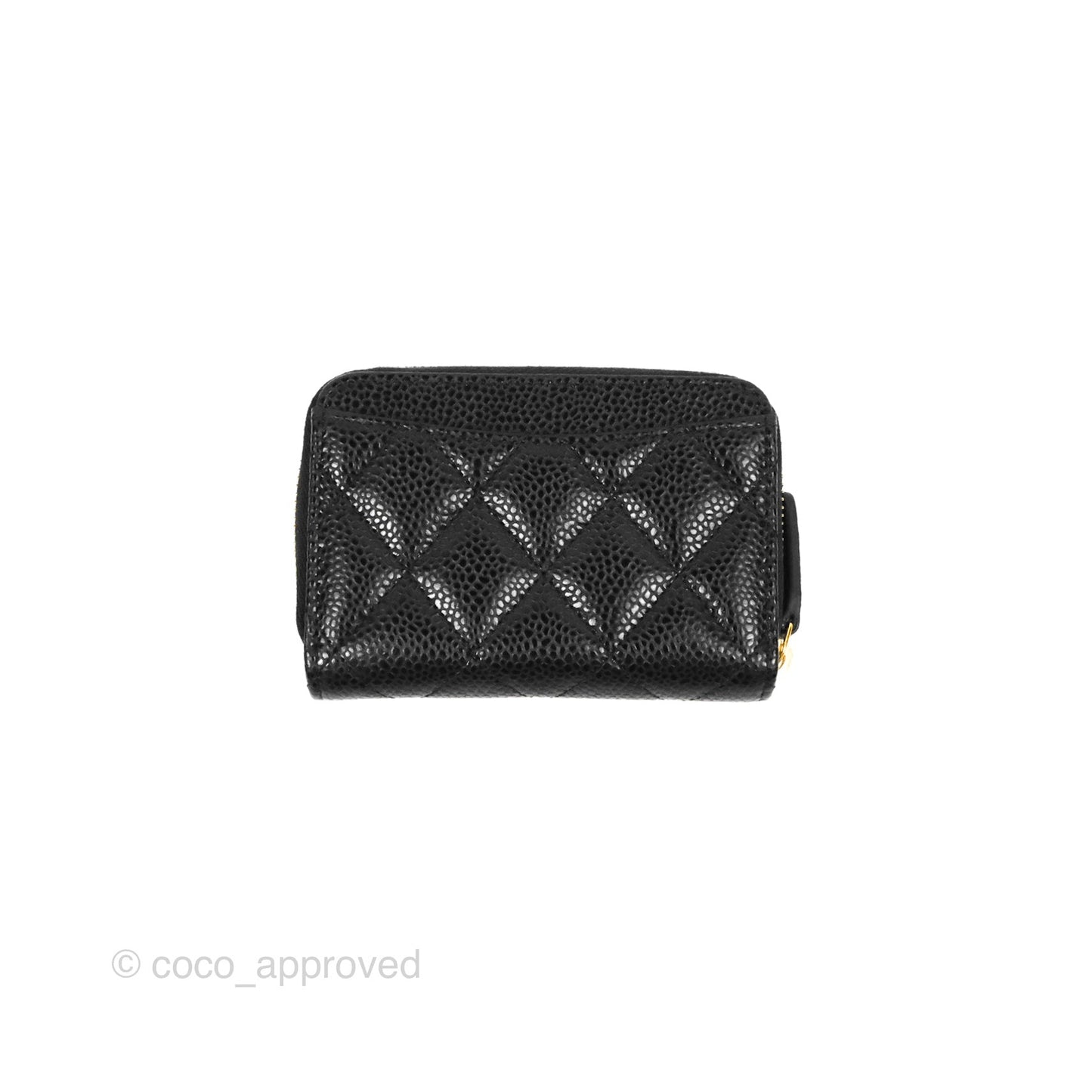 Chanel Classic Zipped Coin Purse Black Caviar Gold Hardware