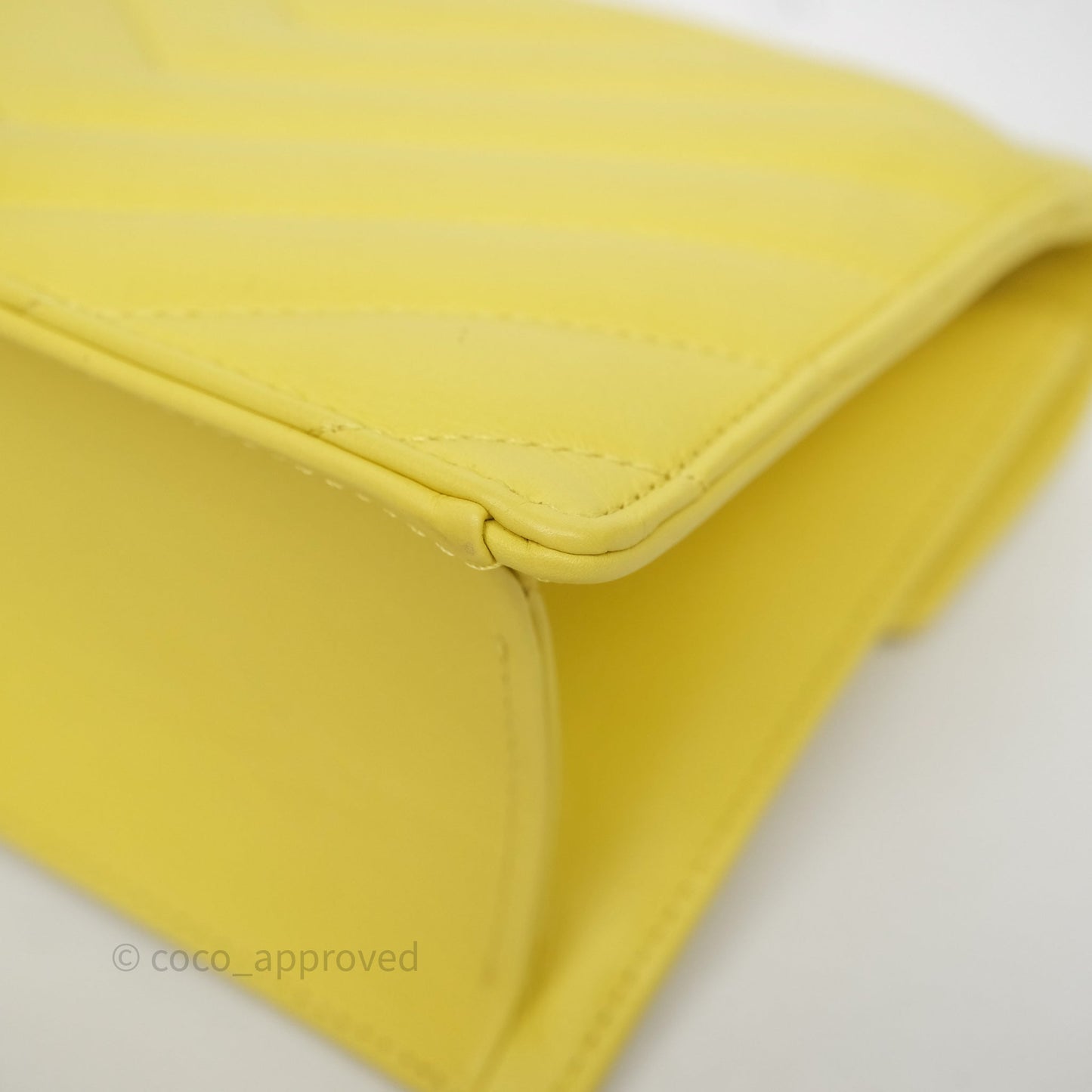 Chanel Chevron Square Envelope Flap Bag Yellow Calfskin Gold Hardware 19C