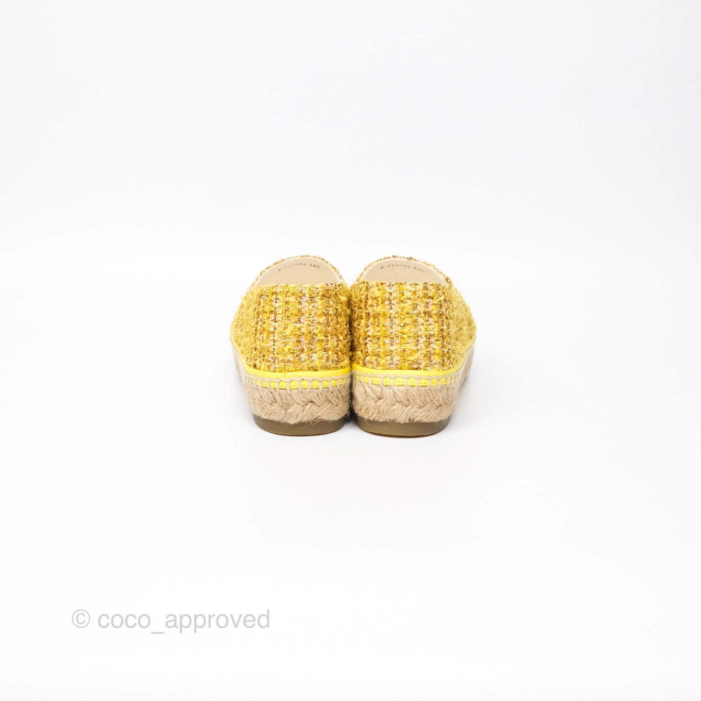 Chanel Espadrille Yellow Gold Tweed Size 36
