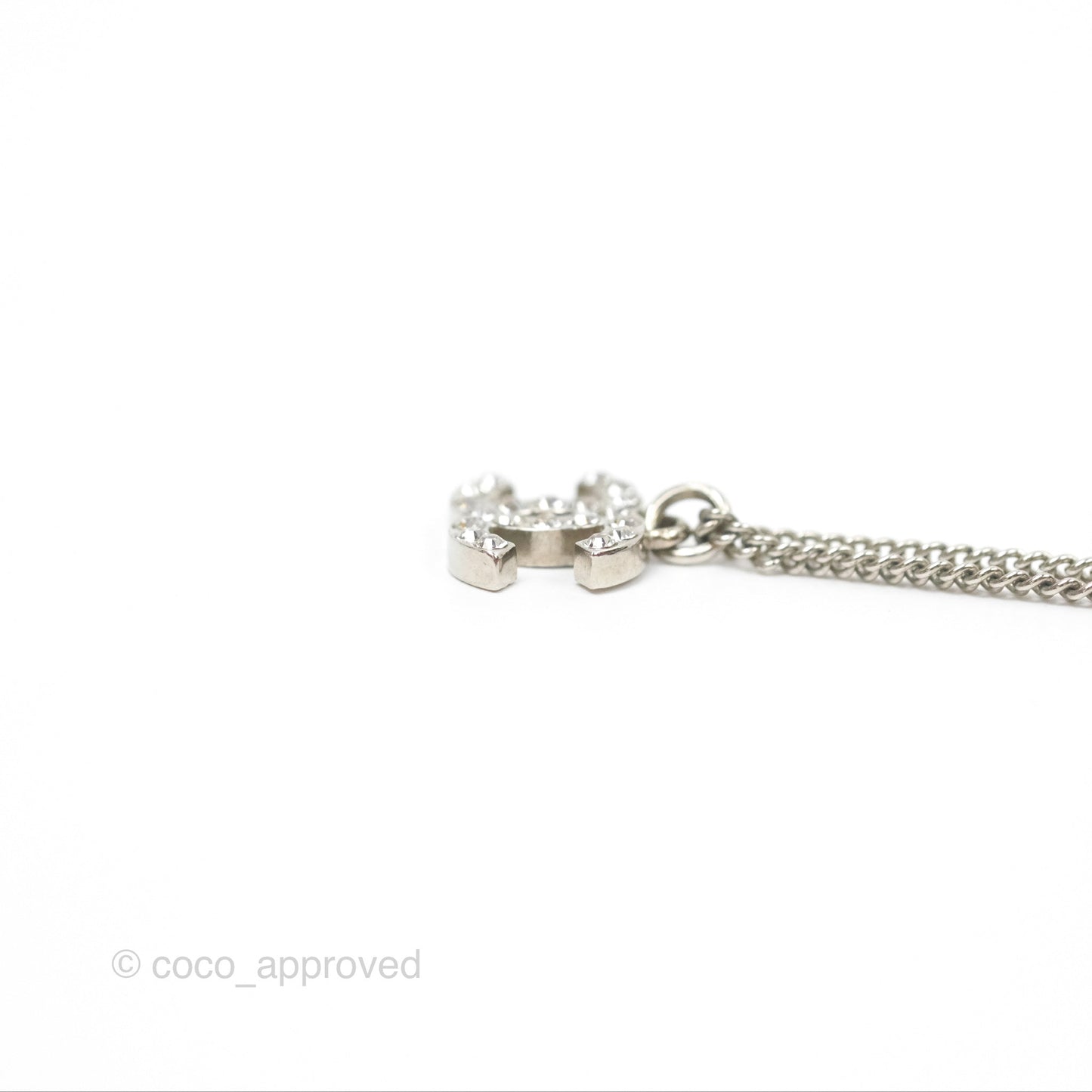 Chanel CC Pearl Necklace Silver Tone 12V