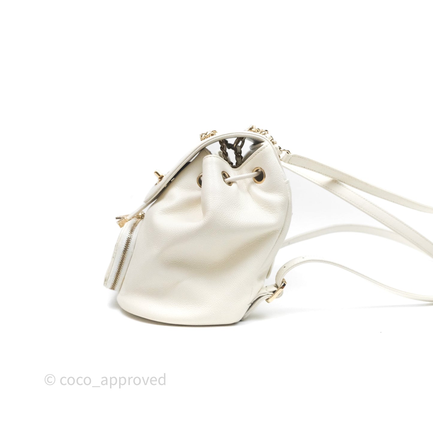 Chanel Quilted Business Affinity Backpack Ivory White Caviar Gold Hardware