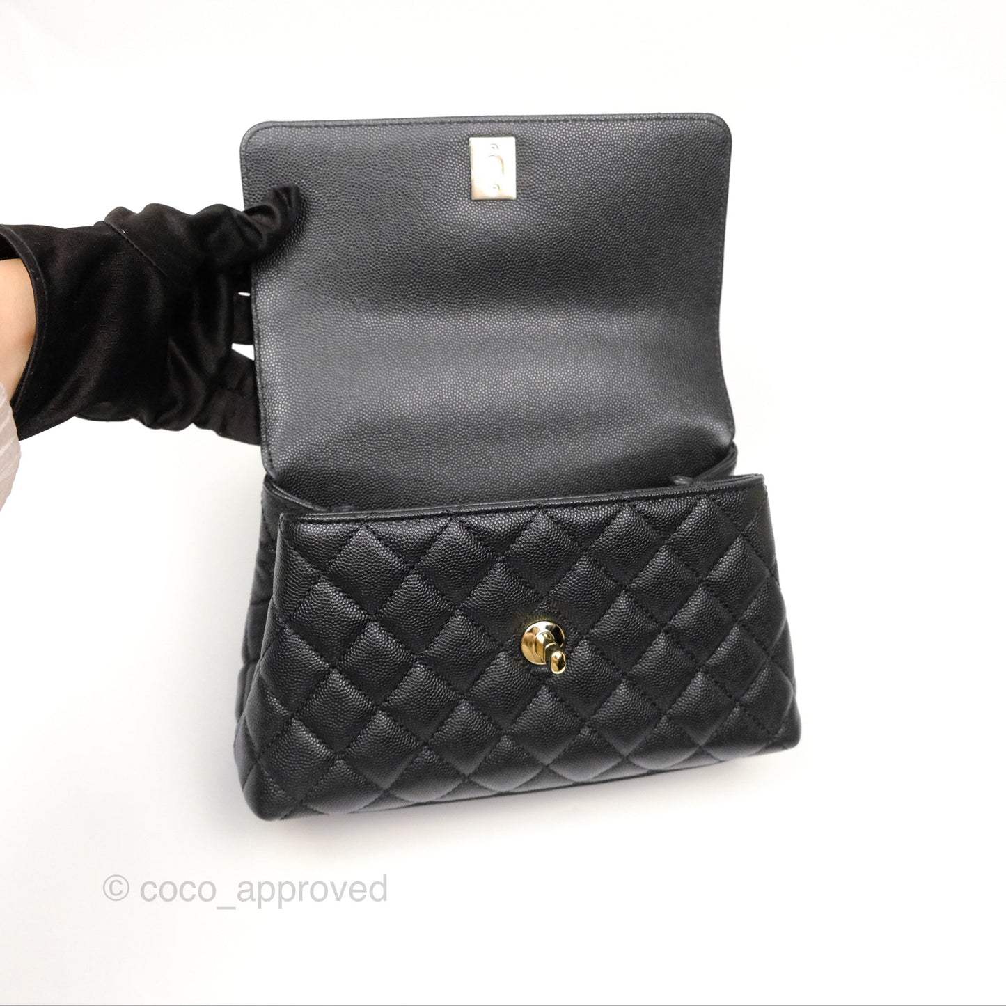 Chanel Small Coco Handle Black Caviar Gold Hardware