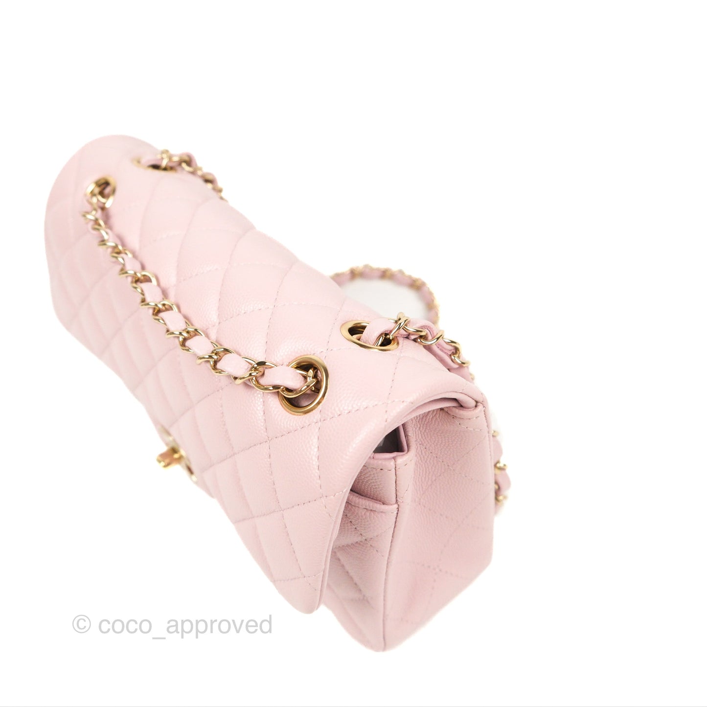 Chanel Small Classic Quilted Flap Pink Caviar Gold Hardware 21S