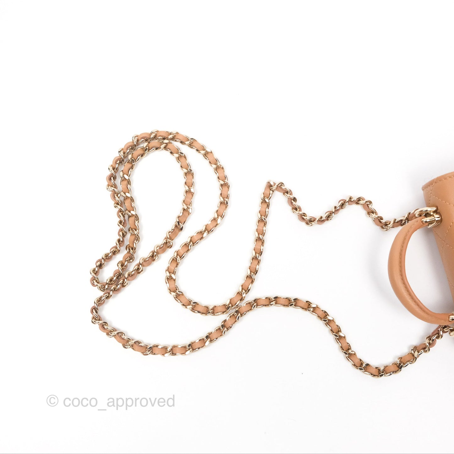 Chanel Mini Handle Clutch With Chain Caramel Lambskin Gold Hardware