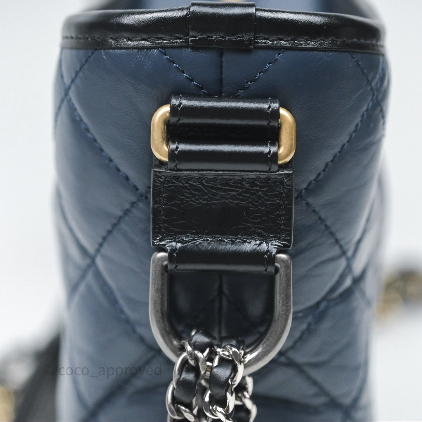 Chanel New Medium Gabrielle Hobo Quilted Navy Black Aged Calfskin