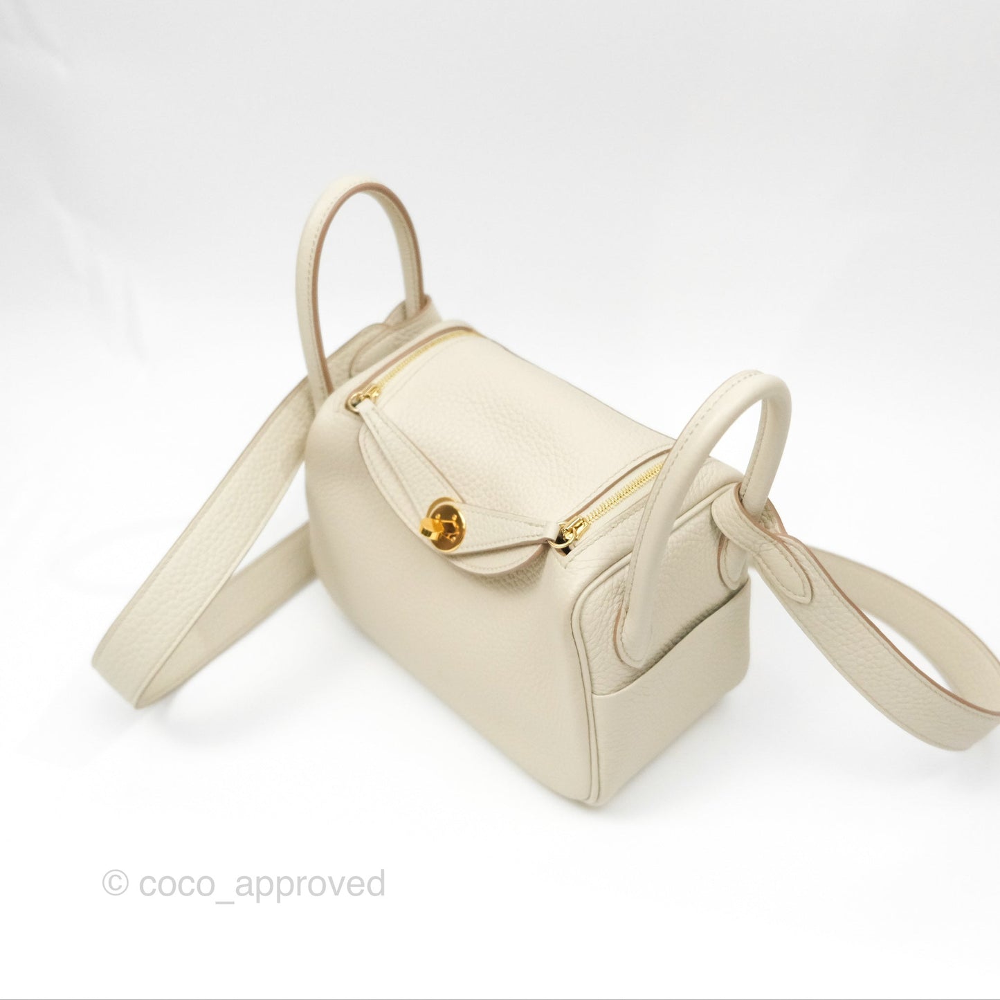Hermès Mini Lindy 20 Beton Clemence Gold Hardware