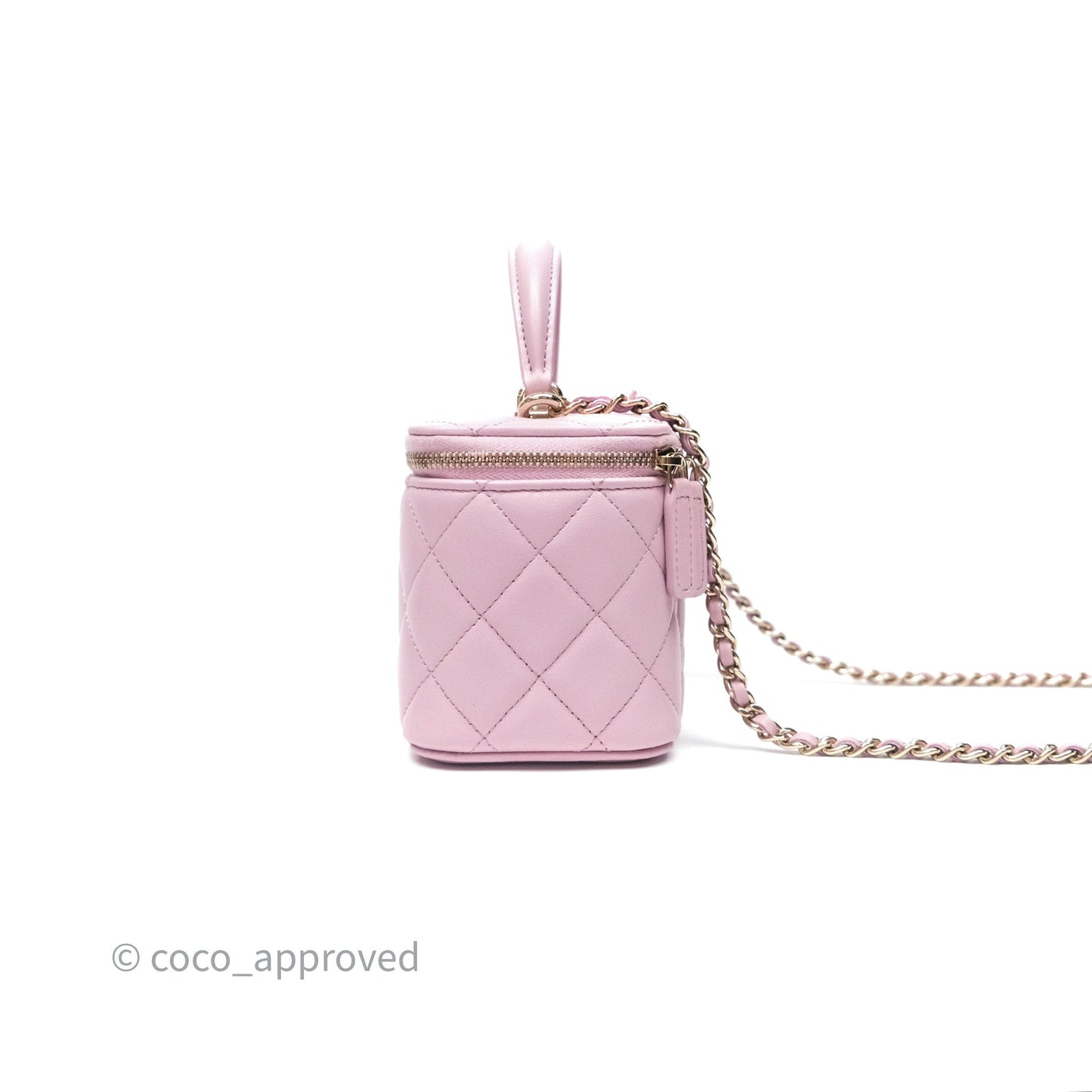 Chanel Vanity Rectangular Top Handle Lilac Lambskin Gold Hardware
