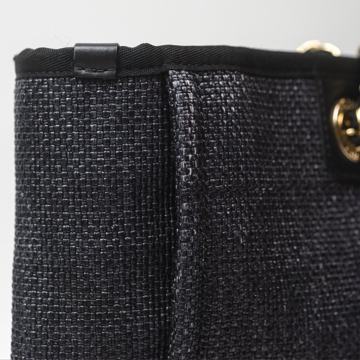 Chanel Medium Deauville Tote Black Canvas Gold Hardware