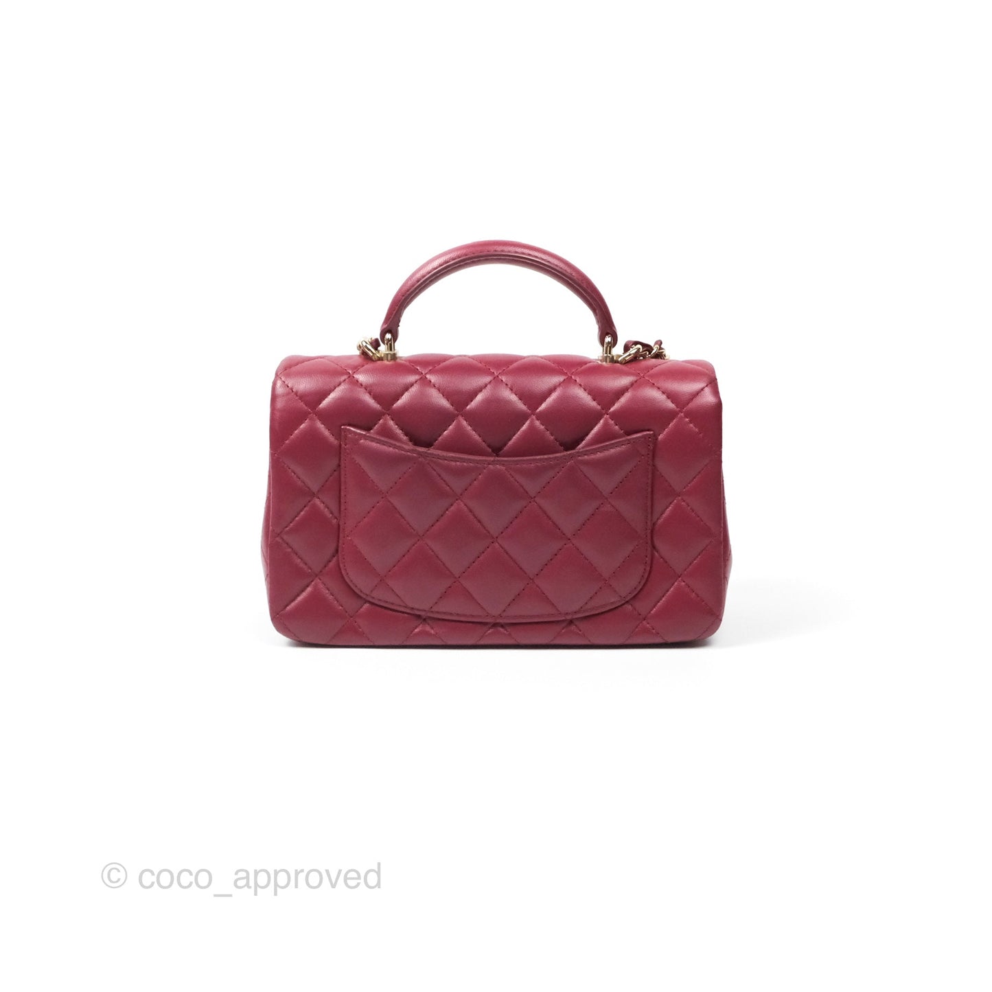 Chanel Top Handle Mini Rectangular Flap Bag Burgundy Red Lambskin Gold Hardware