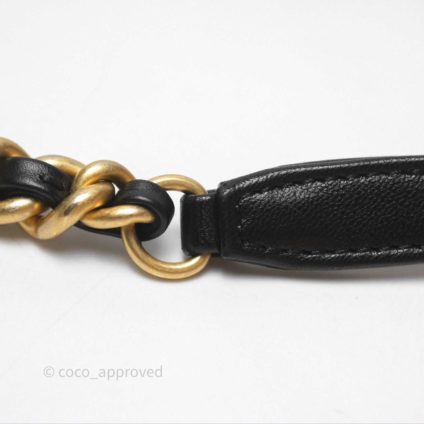 Chanel Logo Mini Square Flap Bag Black Lambskin Aged Gold Hardware 21B