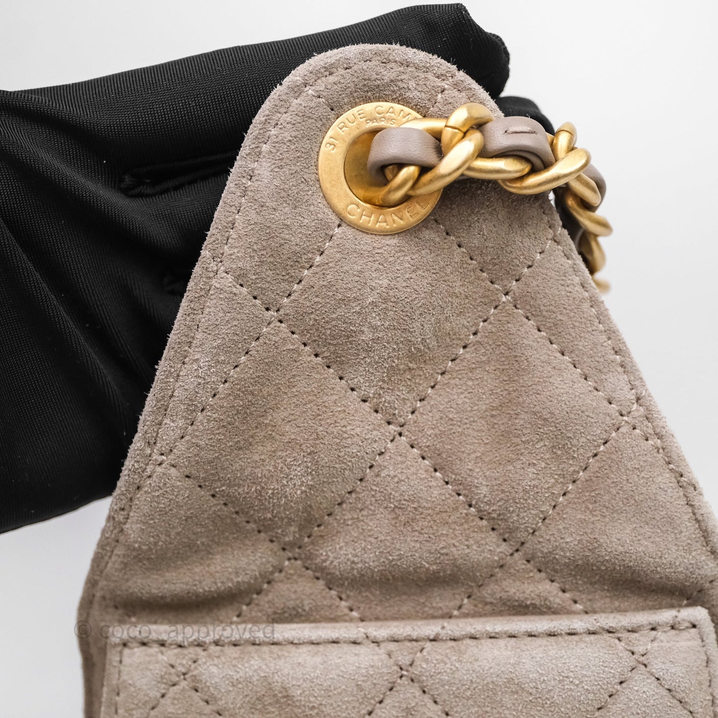 Chanel 25 Small Suede Calfskin Aged Gold Hardware