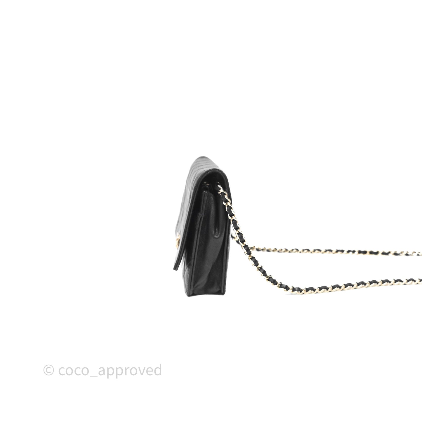 Chanel Black Quilted Lambskin Boy Wallet on Chain Gold Hardware