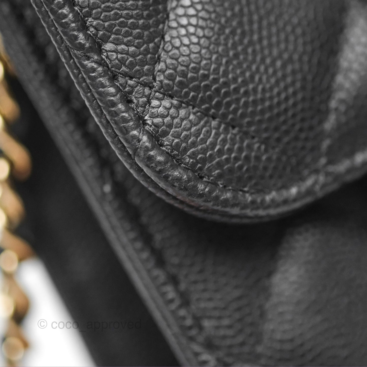 Chanel Classic Quilted Phone Holder Black Caviar Gold Hardware