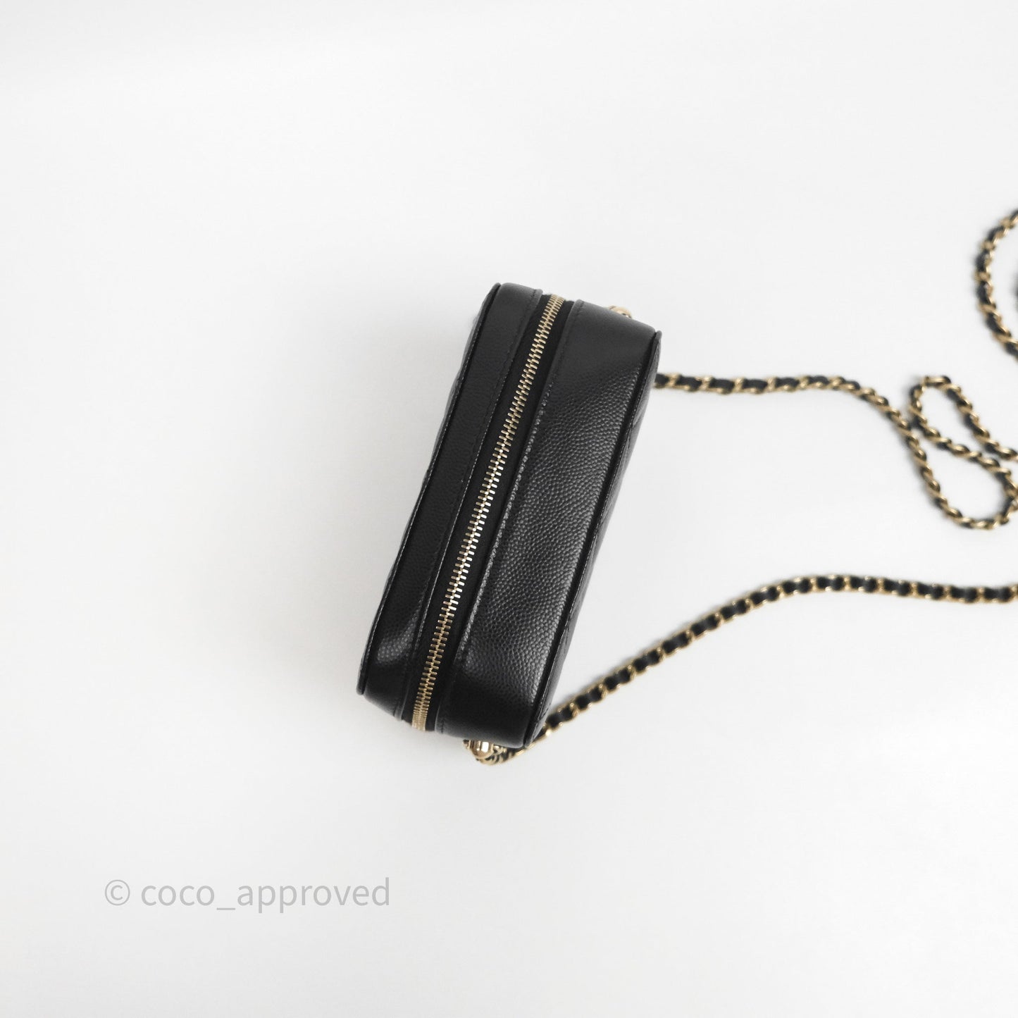 Chanel Quilted Camera Case Black Caviar Gold Hardware