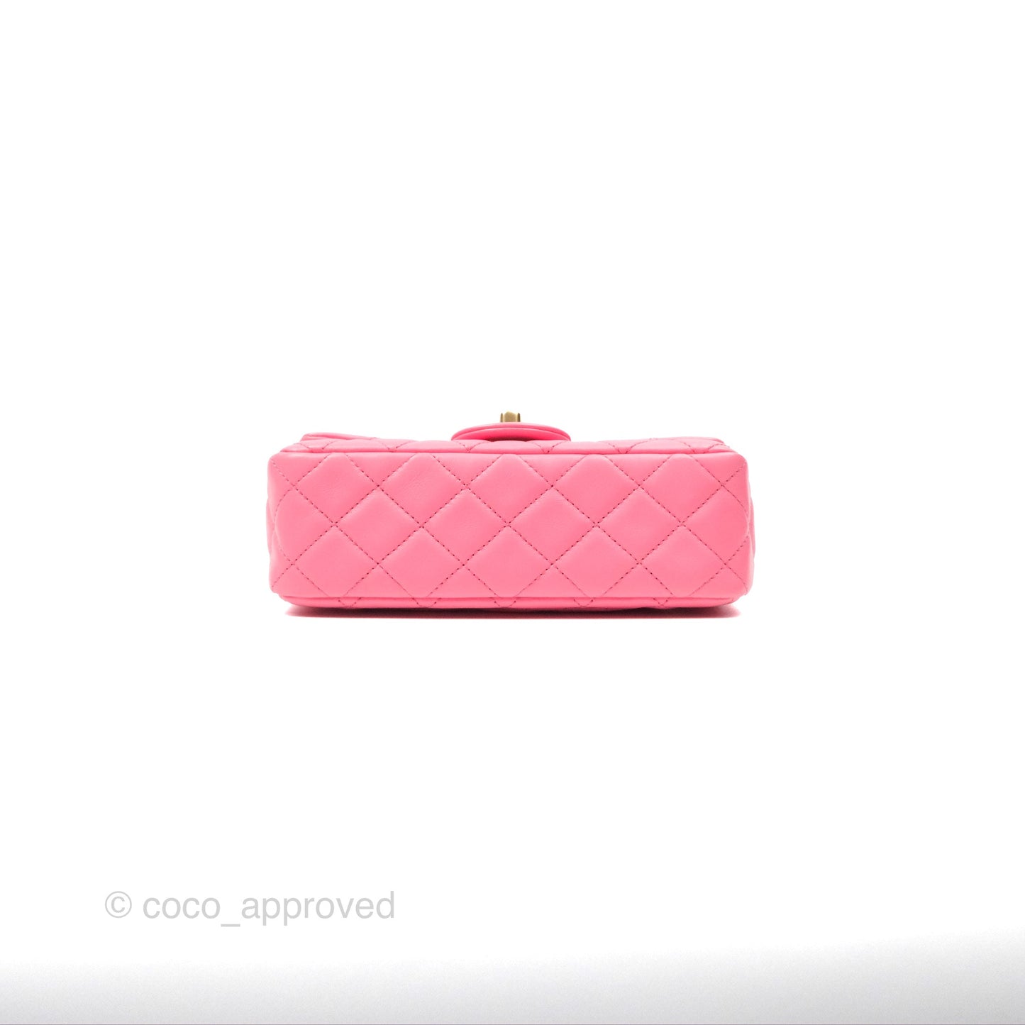 Chanel Mini Rectangular Pearl Crush Quilted Pink Lambskin Aged Gold Hardware