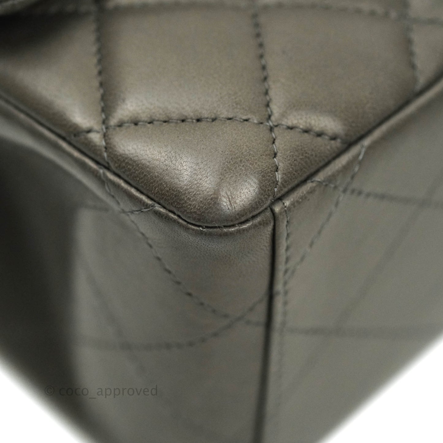 Chanel Classic Single Flap Maxi Grey Lambskin Gun Metal Hardware