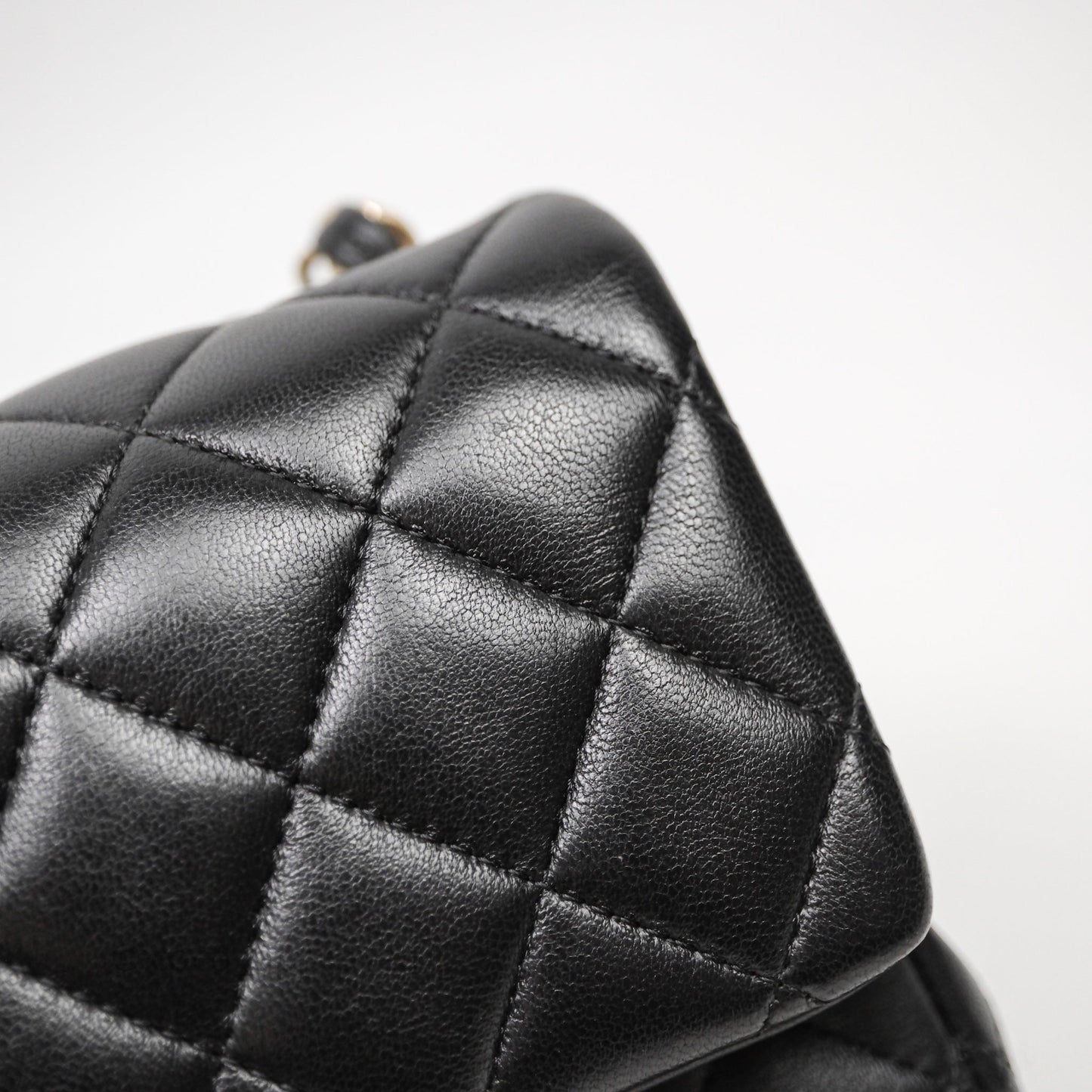 Chanel Mini Square Quilted Black Lambskin Gold Hardware