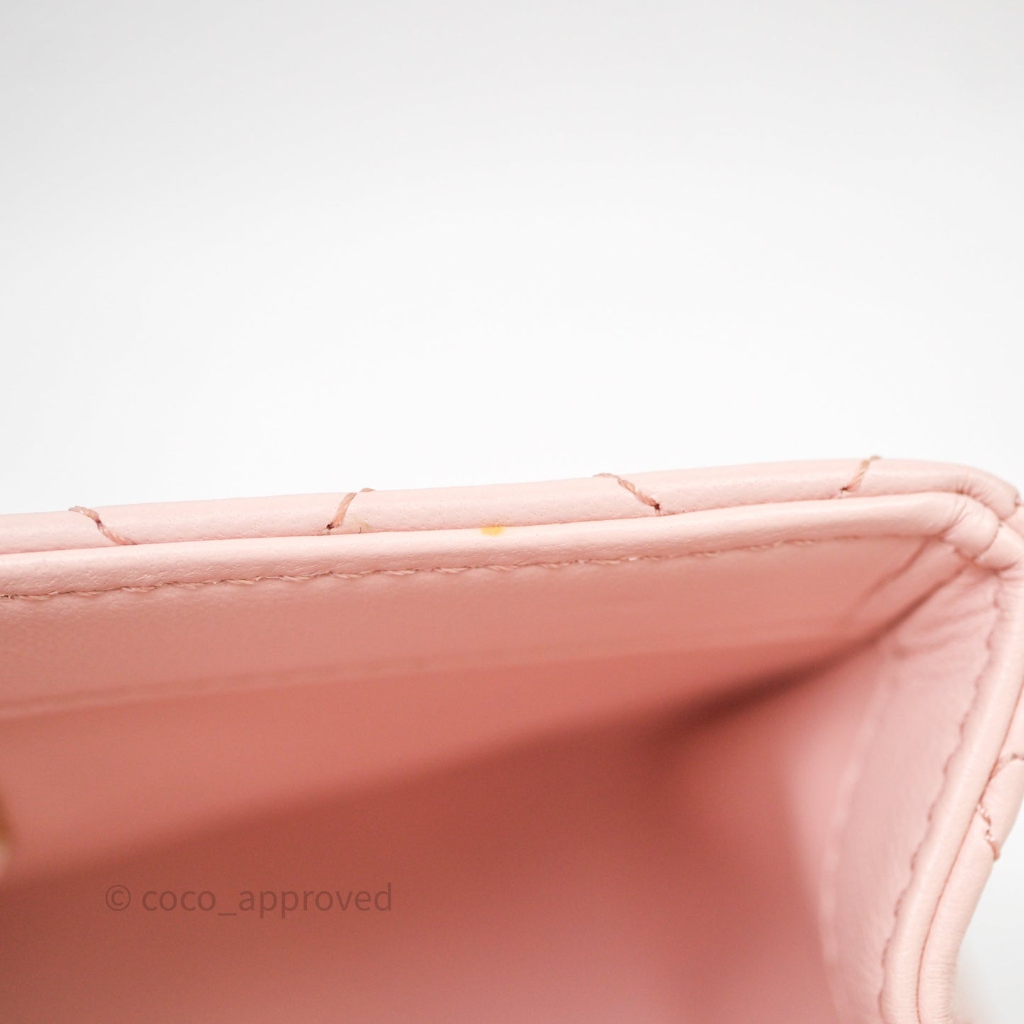 Chanel Pearl Crush Mini Square Quilted Pink Lambskin Aged Gold Hardware