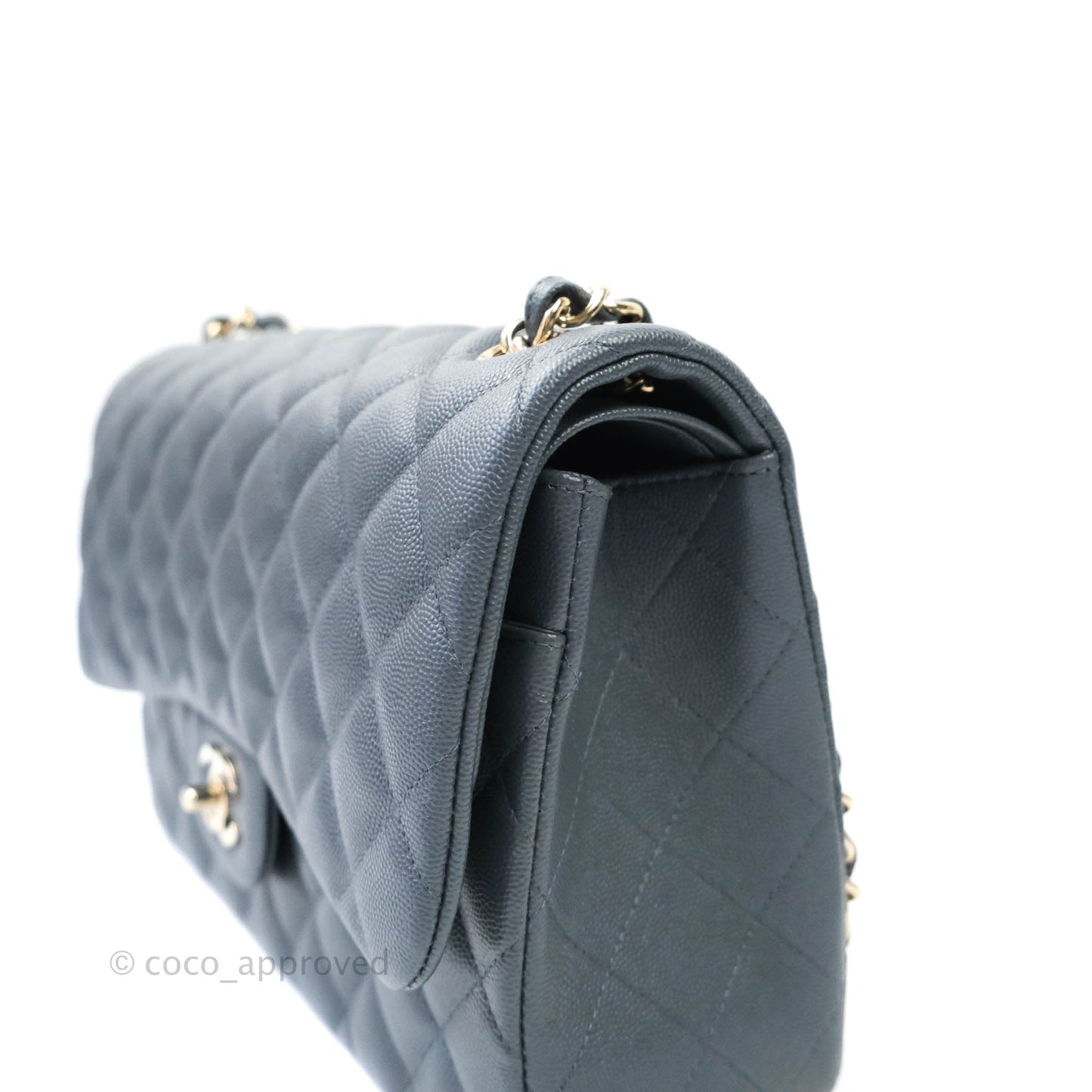 Chanel Jumbo Double Flap Grey Caviar Gold Hardware⁣⁣ 18B
