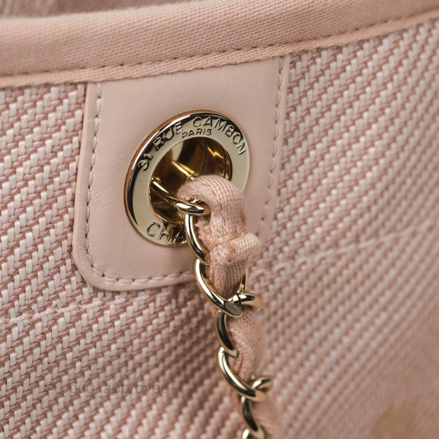 Chanel Medium Deauville Pink Canvas Gold Hardware