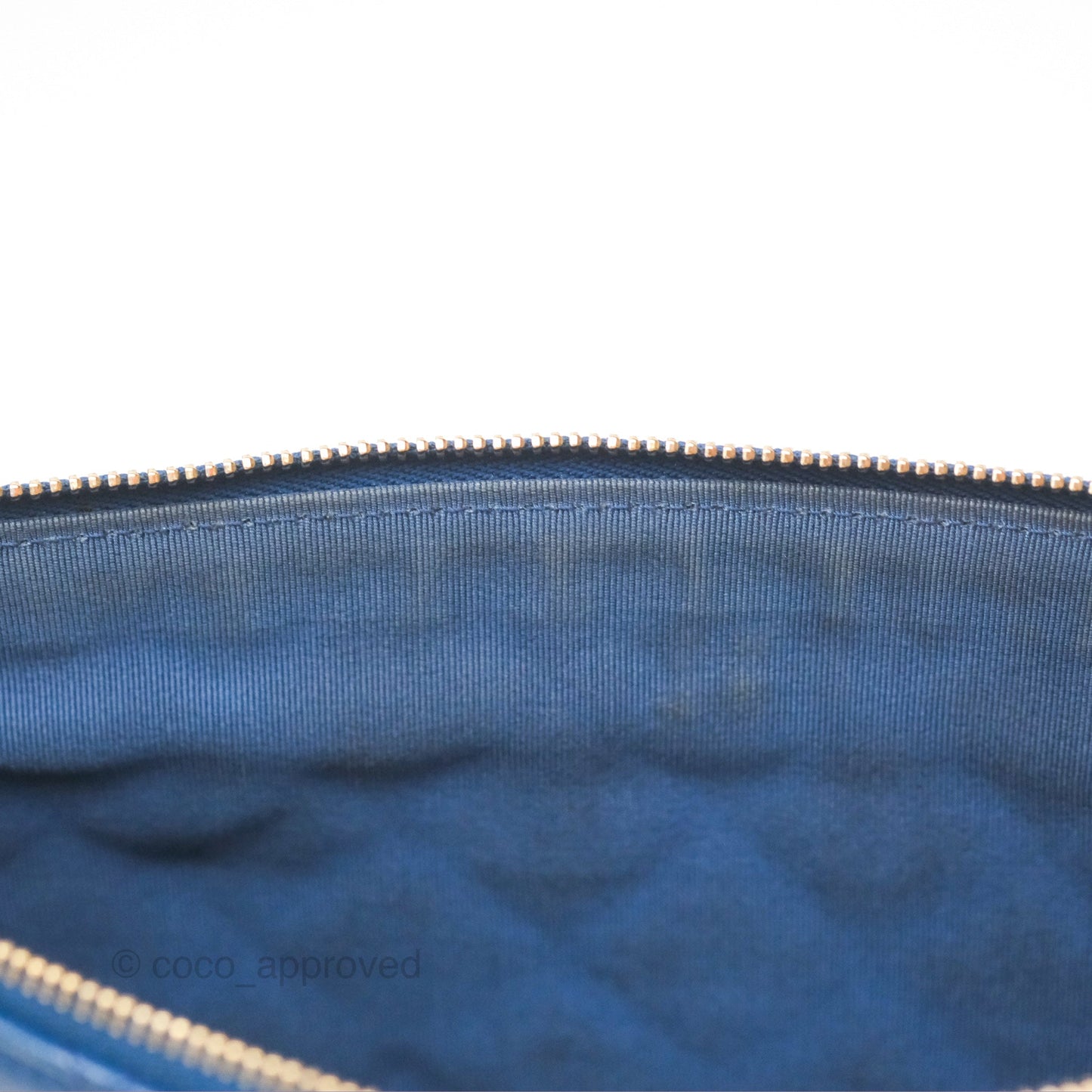Chanel Medium Quilted O Case Blue Lambskin Gold Hardware