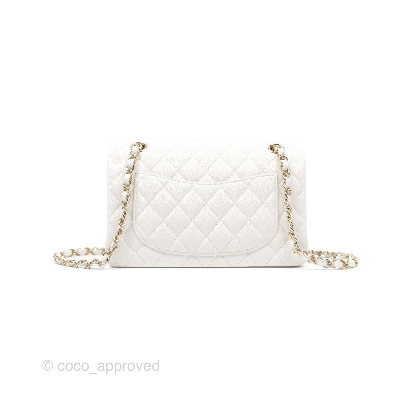 Chanel Small Classic Quilted Flap White Caviar Gold Hardware