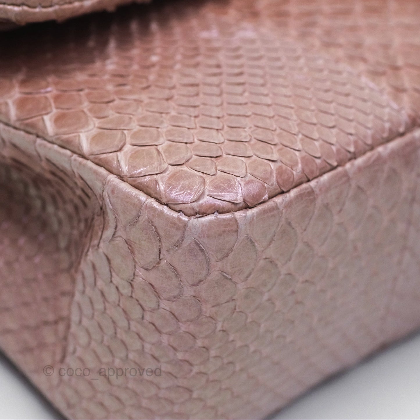 Chanel Classic M/L Medium Flap Quilted Iridescent Pink Python Gold Hardware