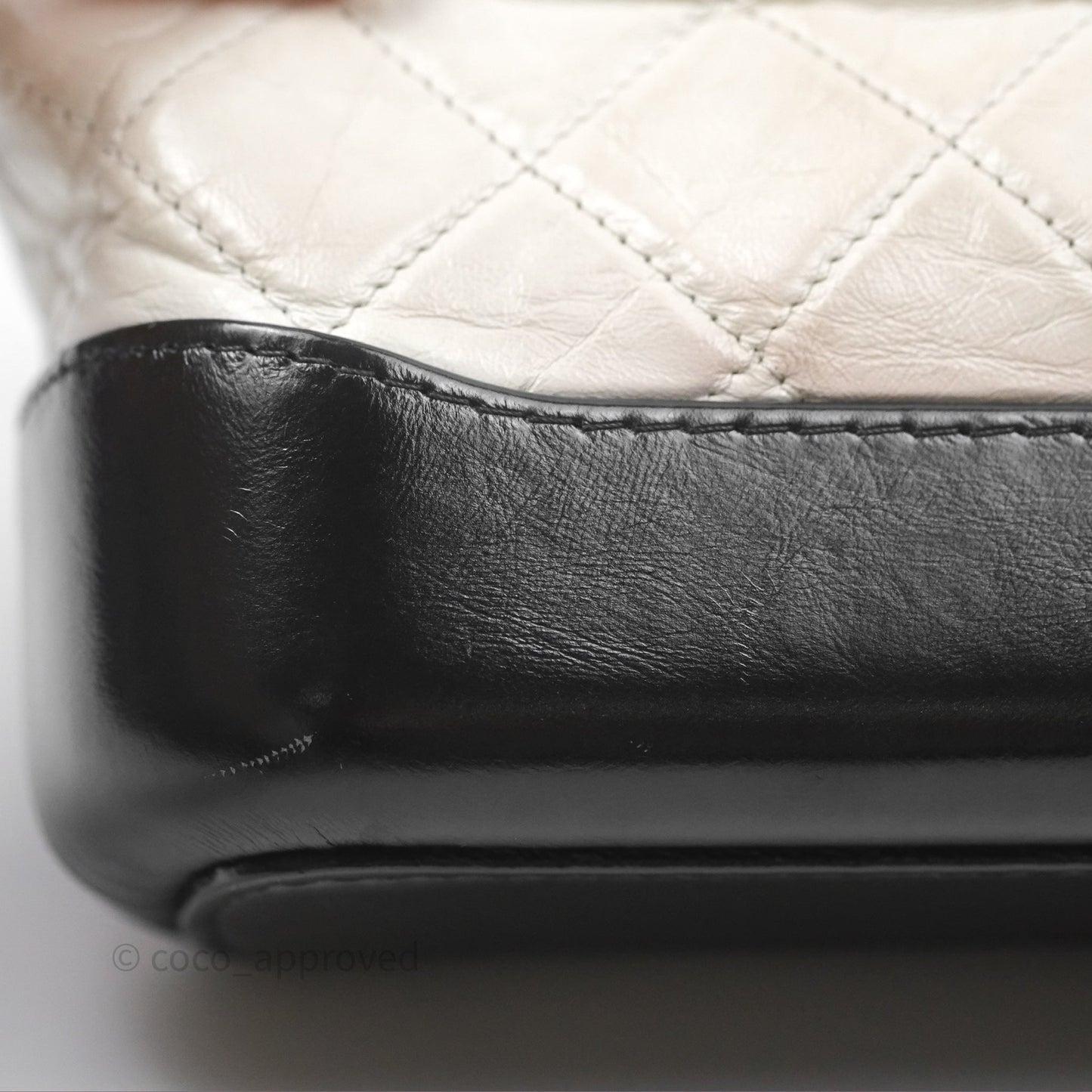 Chanel Small Gabrielle Hobo Quilted Black White Aged Calfskin