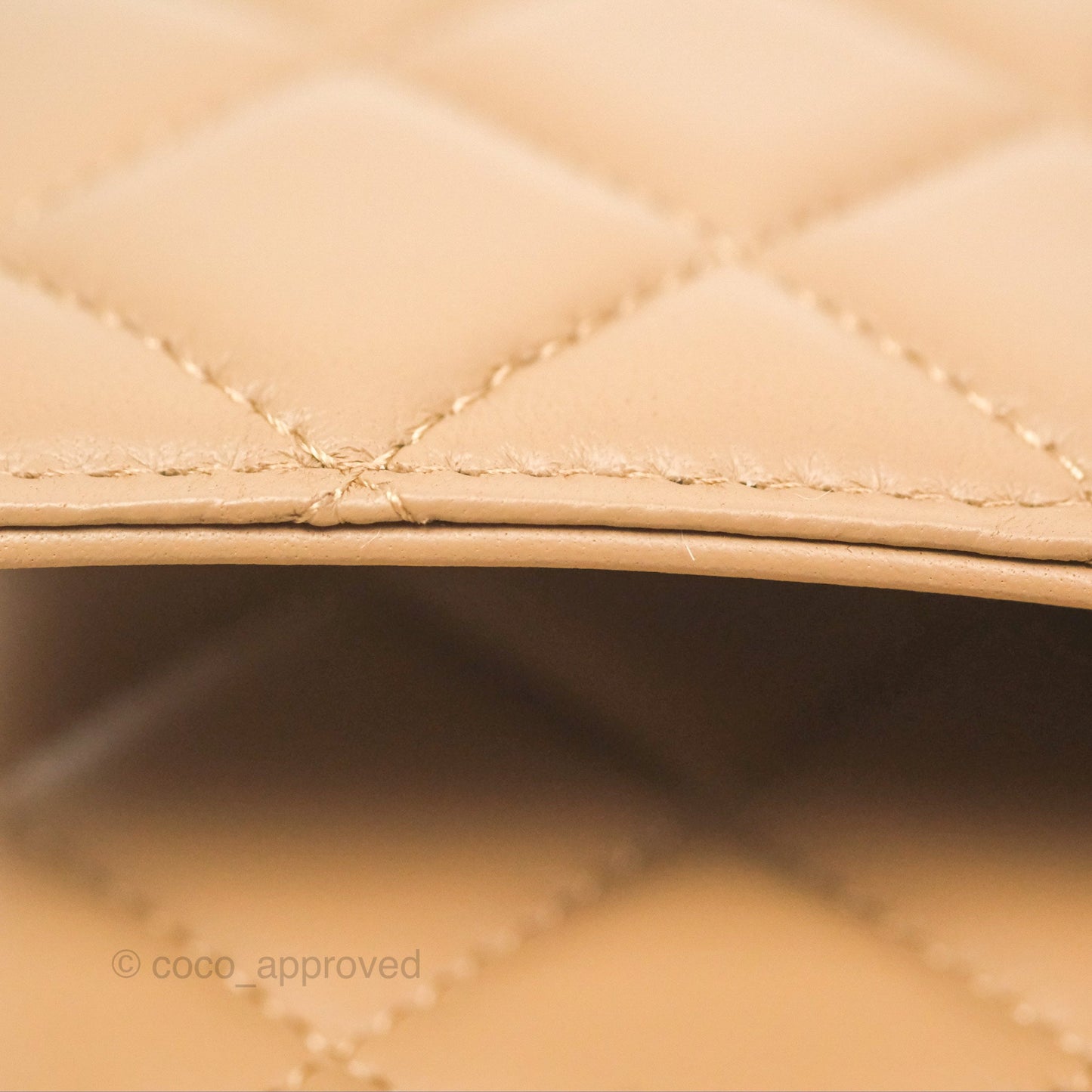 Chanel Quilted Pearl Crush Wallet on Chain WOC Beige Lambskin Aged Gold Hardware
