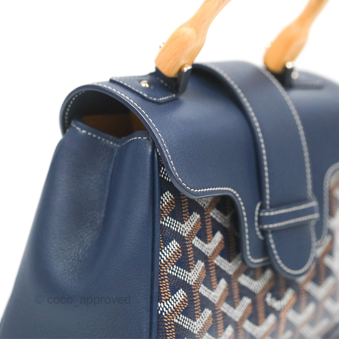 Goyard Saïgon Mini Bag Navy Goyardine Canvas/Chevroches Calfskin